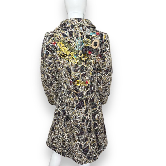 NWT Desigual Abstracto Tierra Wool Blend Embroidered Coat - Picture 7 of 12